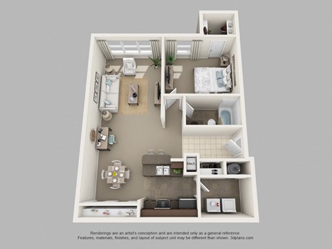 One Bedroom One Bath Floor Plan